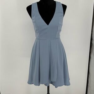 Lulus Baby Blue Sleeveless Casual Formal Midi Dress Women's A-Line Size Small B2